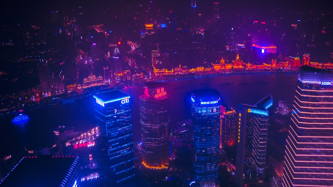 Chengde city lights along the Wulie River at night