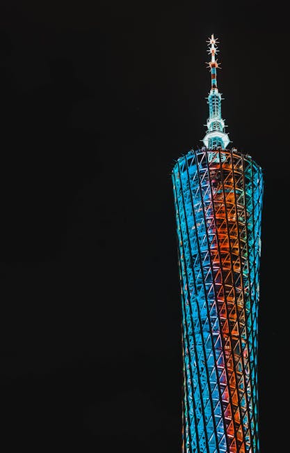 Canton Tower illuminated at night