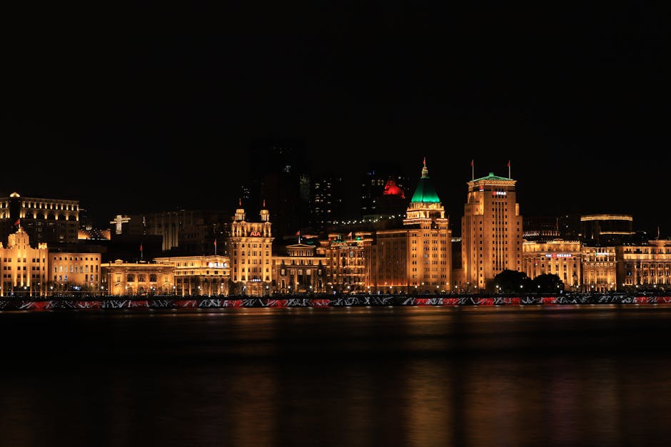 Shanghai Bund waterfront at night — historic architecture and Pudong skyline