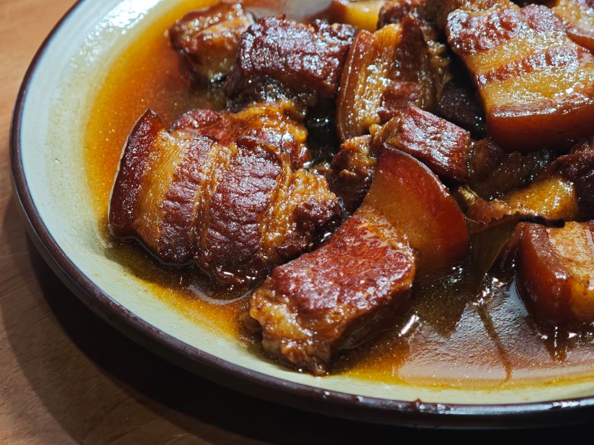 Dongpo pork — braised pork belly in soy sauce