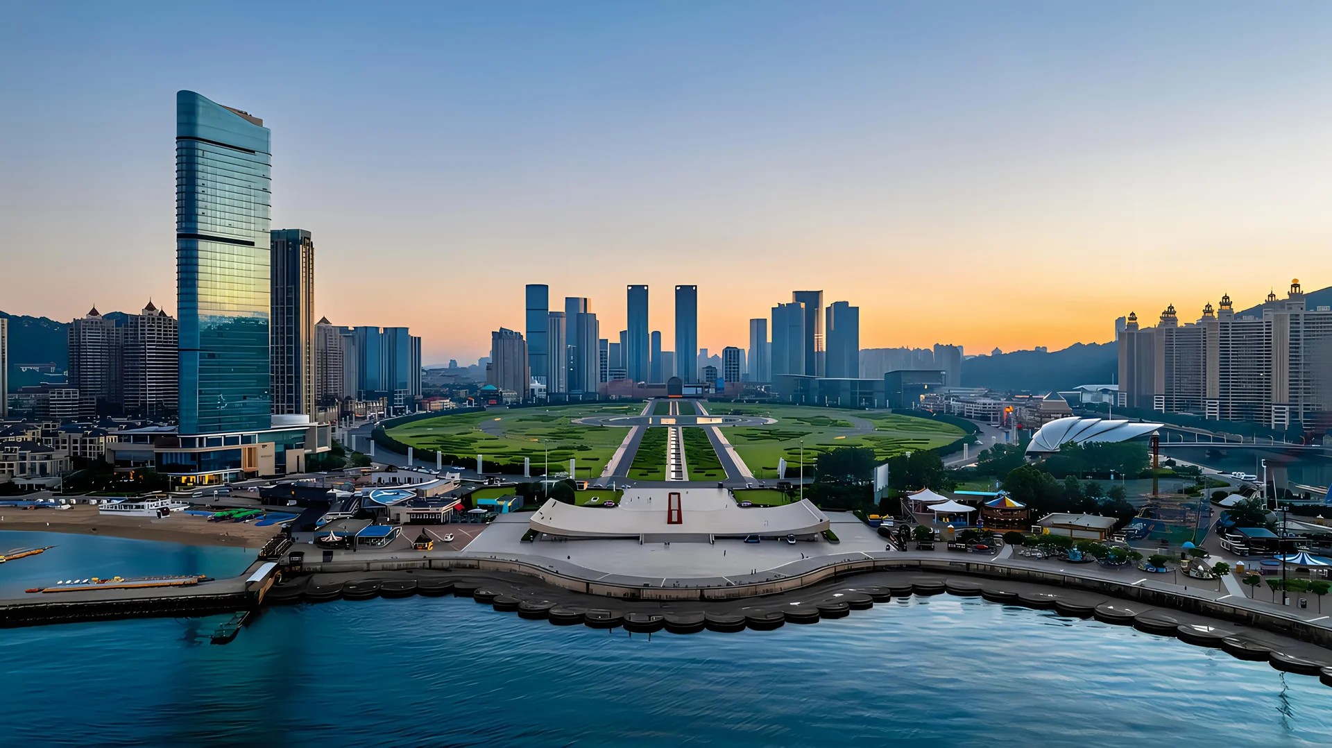 Dalian city skyline, China