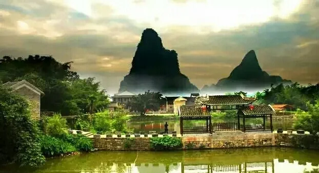 Hezhou city skyline, China