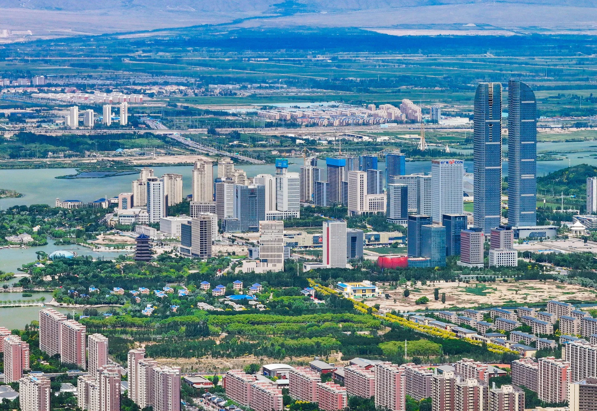 Yinchuan city skyline, China